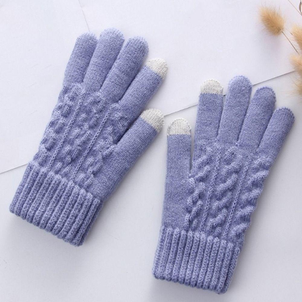 Windproof Cycling Driving Gloves Touch Screen All Finger Gloves Daily Short Mittens Winter