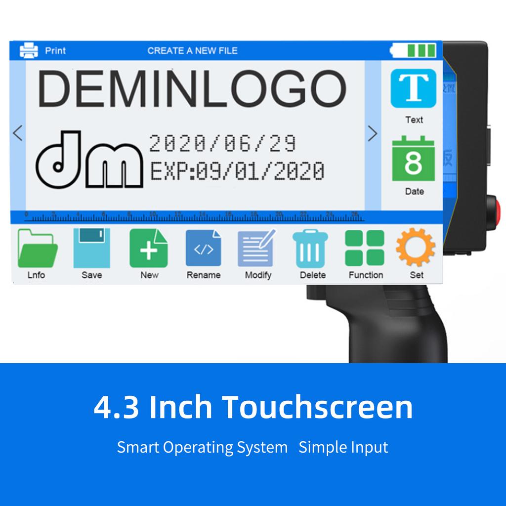 Ручной принтер Портативный струйный принтер Струйный принтер высокого разрешения с 4,3-дюймовым светодиодом