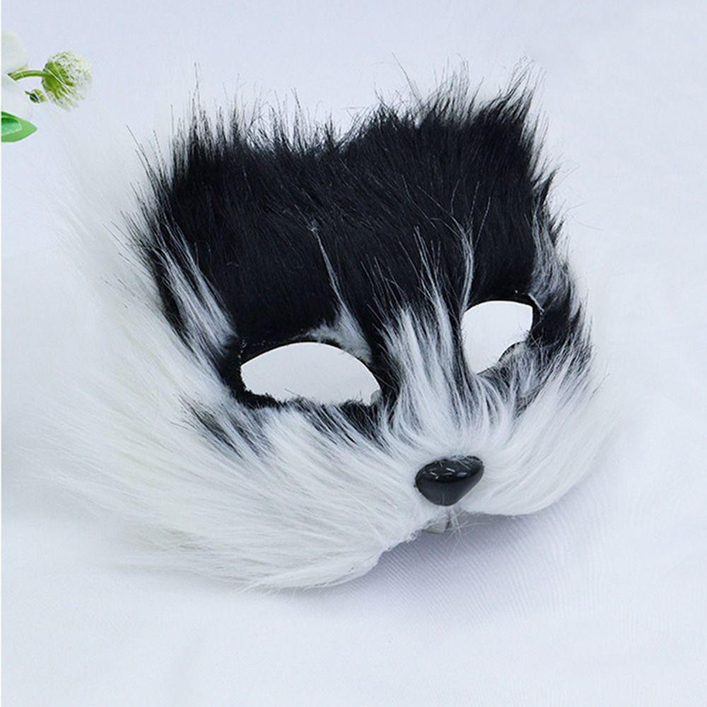 Realistic Half Face Mask Cartoon Masquerade Mask Funny Plush Cat Mask  Carnival Party