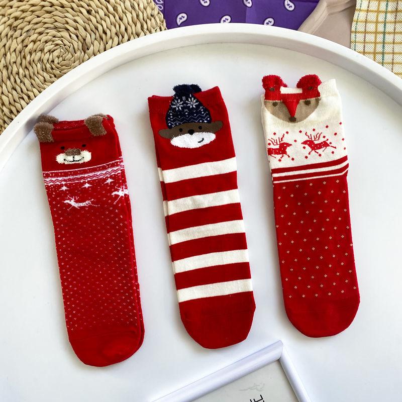Носки, зимние рождественские носки с рисунком лося, теплые женские хлопковые милые чулки