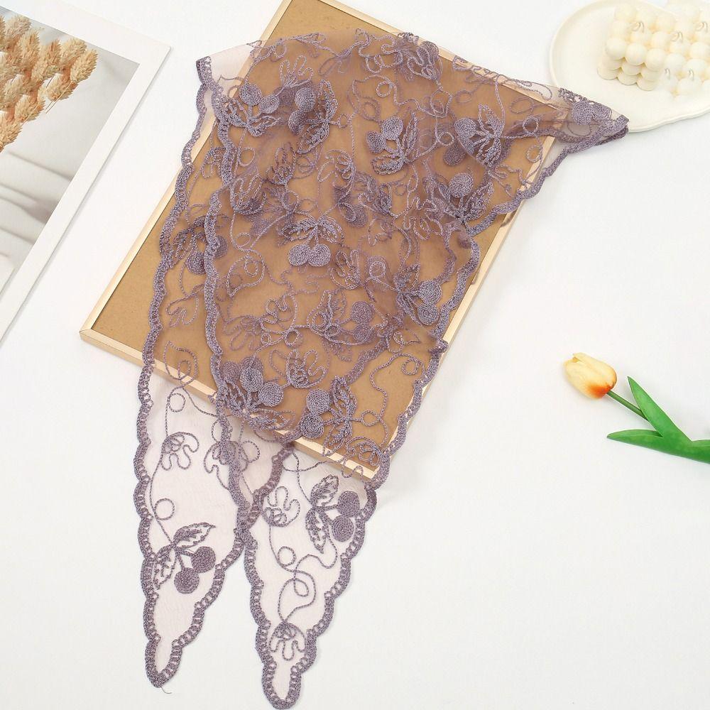 Solid Color Foulard Bandana Embroidery Hair Scarf Headband New Lace Scarf Women