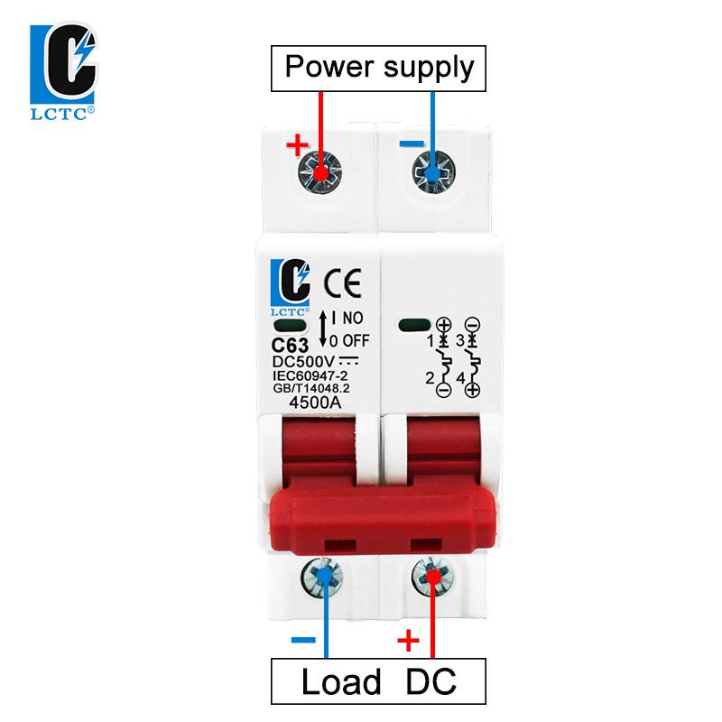 DC Circuit Breaker Solar Panels Overload Protection Switch 500VC63 6A/10A/16A/20A/25A/32A/40A/50A/63A DIN Rail Automatic Breaker