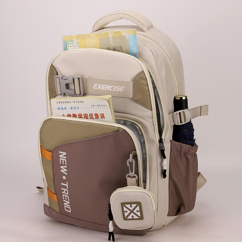 Школьный рюкзак для старшеклассника, цветной блок, большой вместимости, прочный рюкзак