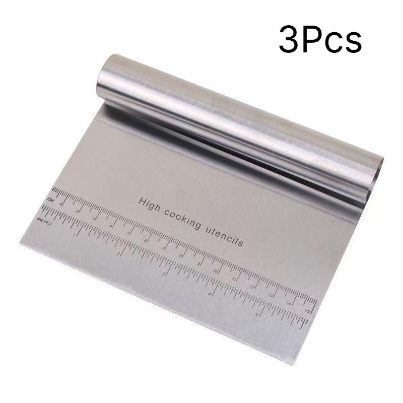 3pcs Stainless Steel Dough Scraper Chopper 6in×4.7in Bench Pastry Cutter with Scale for Bread Pizza Baking Kitchen Gadget 1