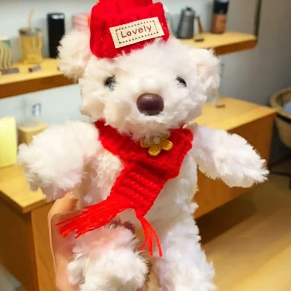 PP Cotton Stuffed Bear Pendant Scarf Bag Decoration Bib Bear Plush Key Chain  Children