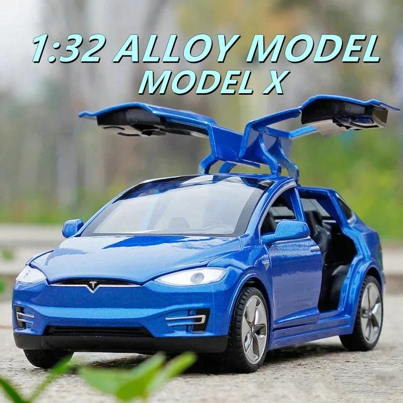 Ctkhn3 1:32 Модель автомобиля Tesla Model X Model S из сплава Diecasts Металлические игрушечные транспортные средства Модель автомобиля Симуляция звука и света Коллекция Подарок для детей