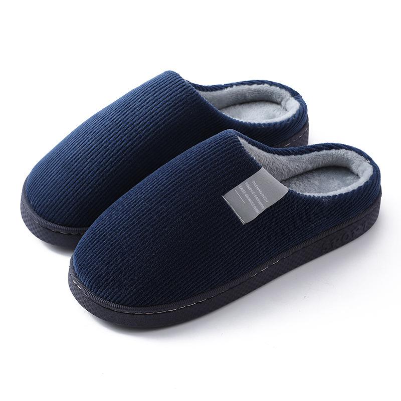 Double Embroidered Cotton Slippers Autumn and Winter Warm and Comfortable Lightweight Soft Cotton Slippers Corduroy Cotton Shoes