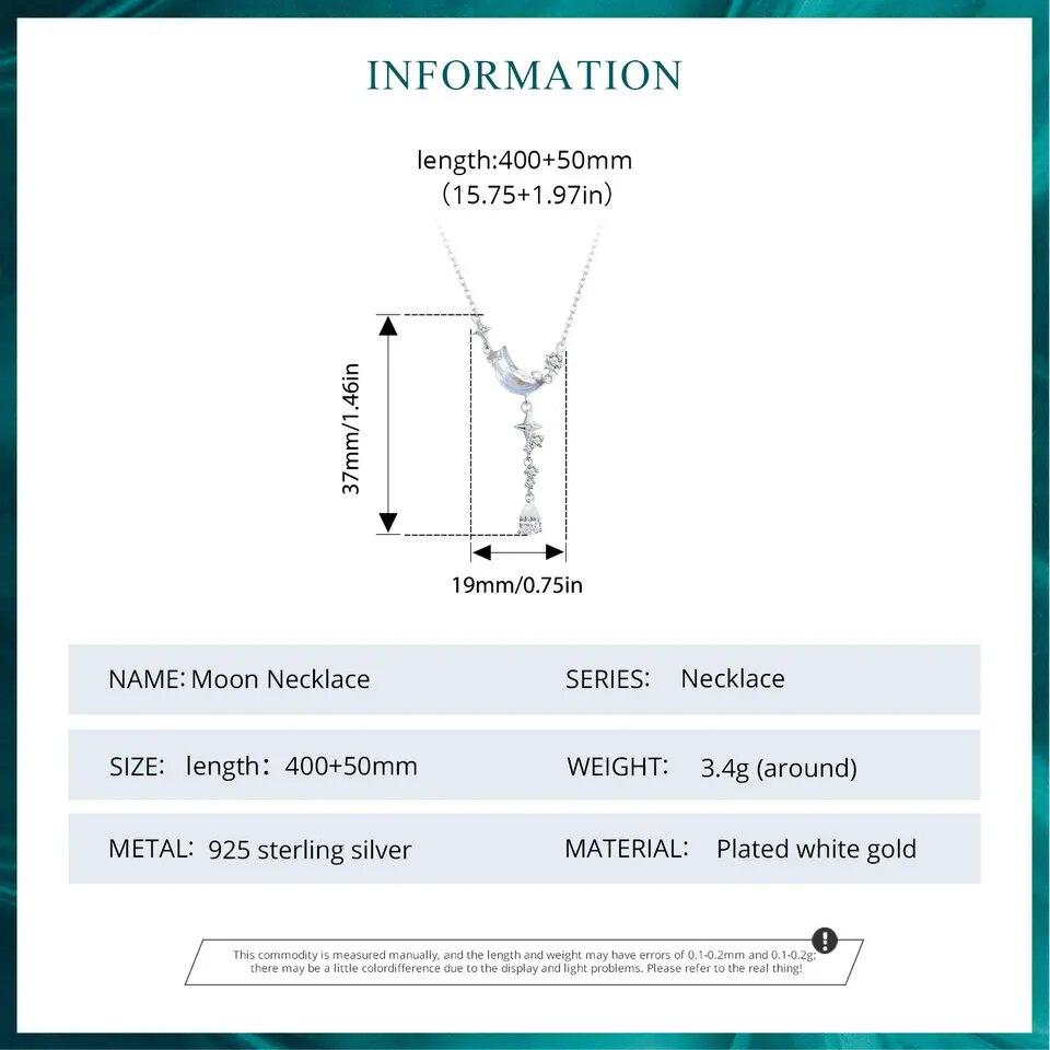 Ювелирные изделия BAMOER из стерлингового серебра 925 пробы, ожерелье с подвеской в виде полумесяца и звезды для женщин и девочек-подростков, модное ожерелье с CZ