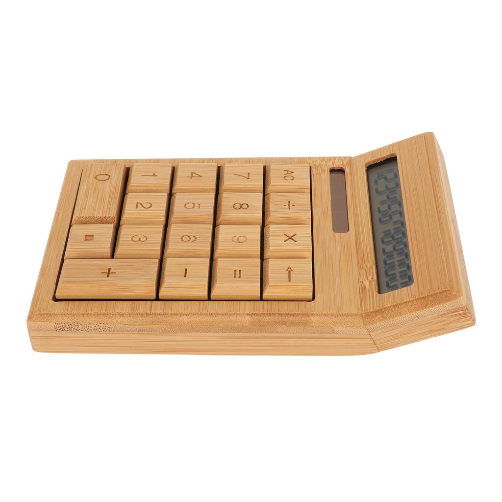 Солнечный калькулятор CS19, солнечная батарея, двойной источник питания, 12-разрядный ЖК-дисплей, 18 кнопок, бамбуковый рабочий стол