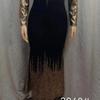 Elegant Long Dresses with Long Sleeves and Gradient Sequins Plus Size Evening Dresses Slim Fit Round Neck Mermaid with Gold Stamped