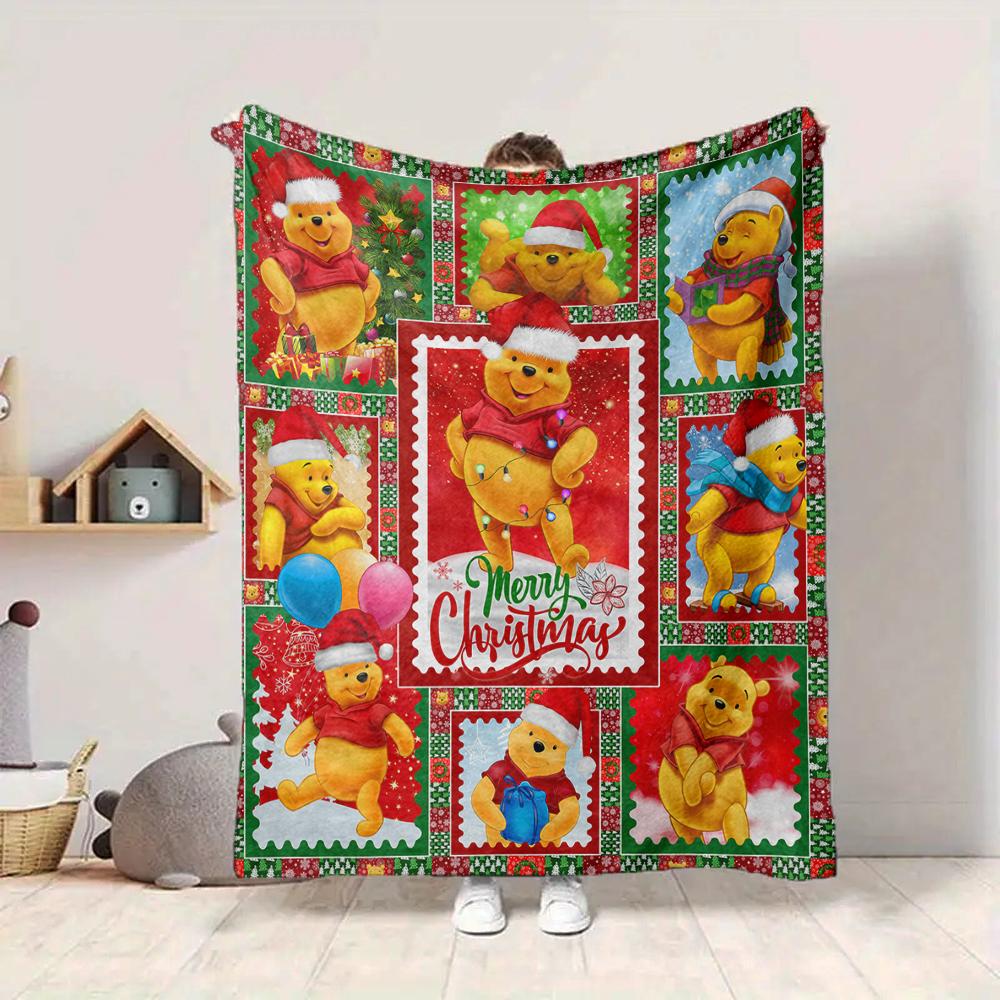 1Pc Christmas Winnie Pooh Blanket Soft And Comfortable Casual Warm Camping Travel Christmas Halloween Xmas Gift M924572
