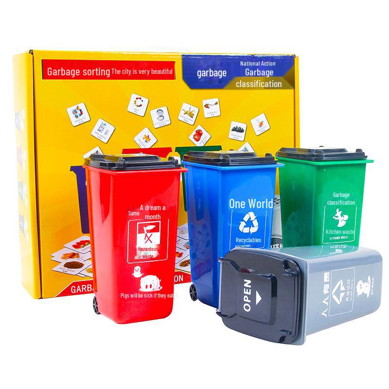 Игровой набор «Переработка»: Мини-мусорное ведро и карточки для дошкольного образования