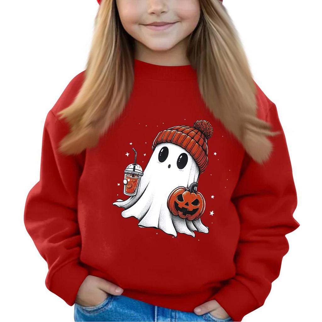 Halloween Day Girls Round Neck Pullovers For Kids Printed Baby Tops