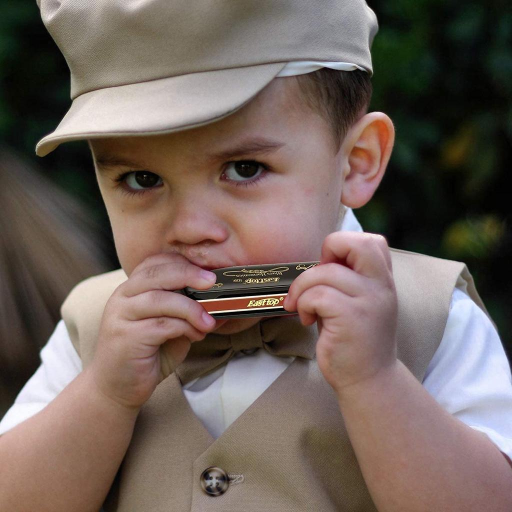 Восток топ Губная гармошка Блюзовая гармошка 13 отверстий Ля тональность Джаз Профессиональная Взрослые Дети Обучение Практика Латунная крышка Холщовый чехол Lucky13 (Уменьшенный-C)…