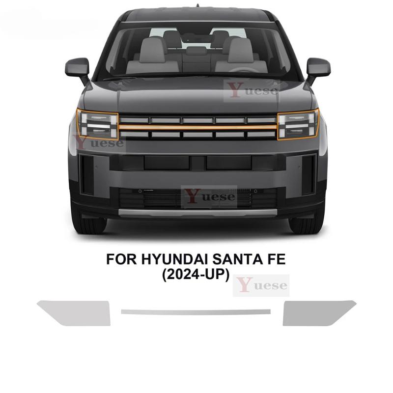For Hyundai Santa FE 2024 2025 2 Pcs Car Headlight Protective Film Transparent Smoked Black TPU Sticker