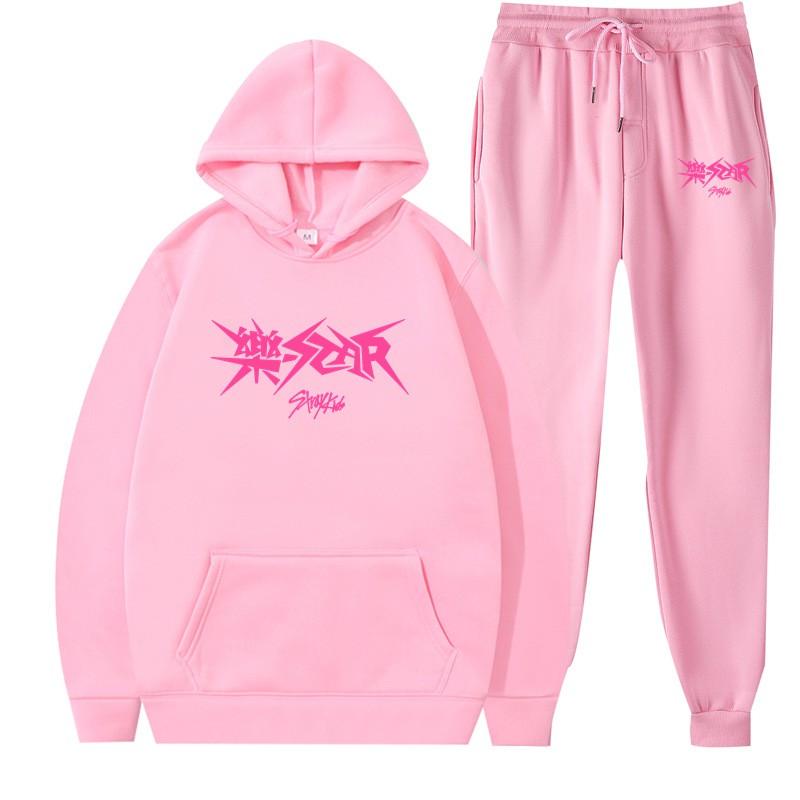 Unisex Stray Kids Inspired Hoodie Jogger Set Streetwear Printed Cotton Blend Oversized Sweatshirt Pants