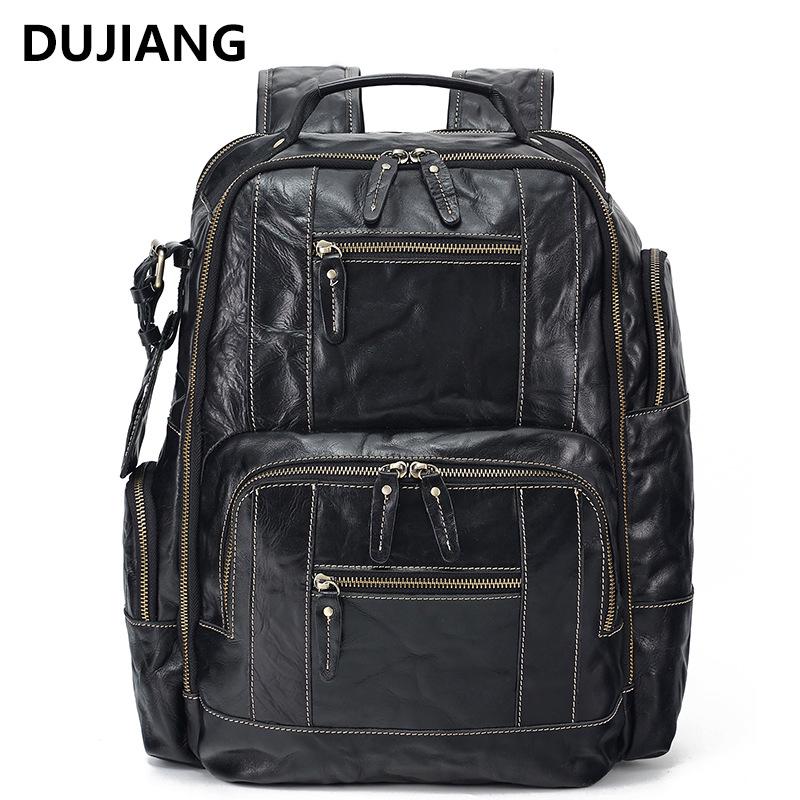 Men's Large Capacity High-End Crazy Horse Leather Backpack