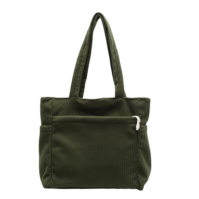 Большая вместительная сумка-тоут, однотонная женская вельветовая сумка через плечо, сумка через подмышку