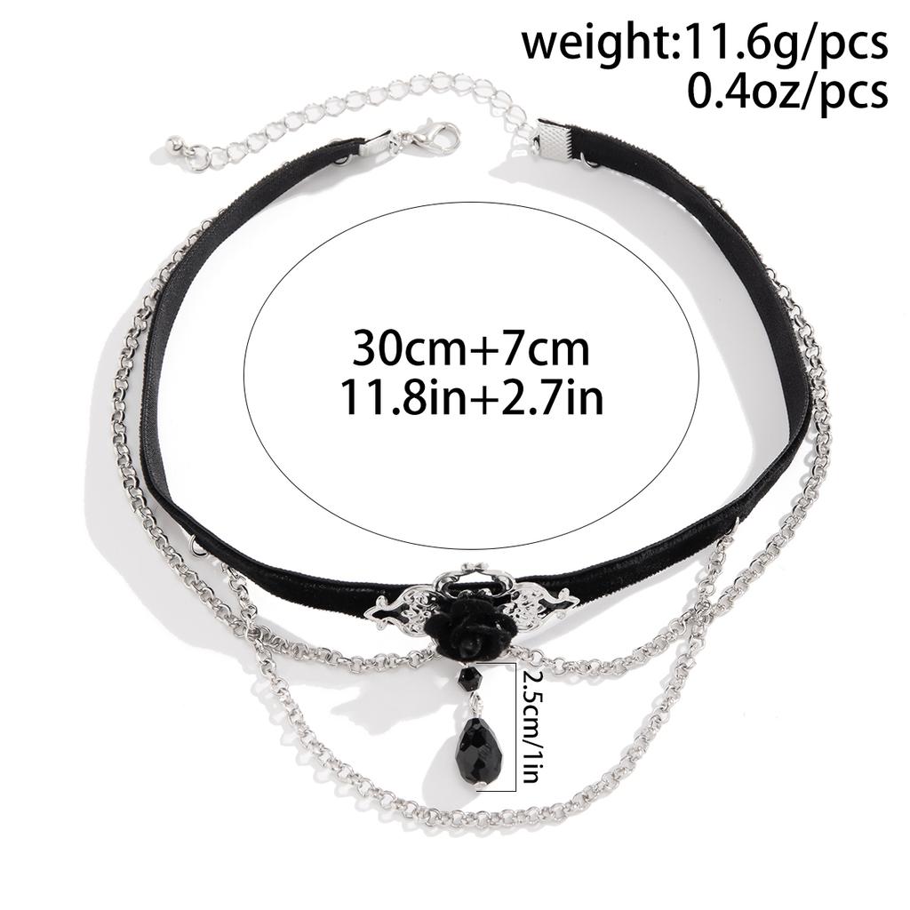 Ingemark Goth Elegant Black Acrylic Pendant Chokers Necklaces for Women Vintage Sliver Color Neck Accessories 2026 New Jewelry