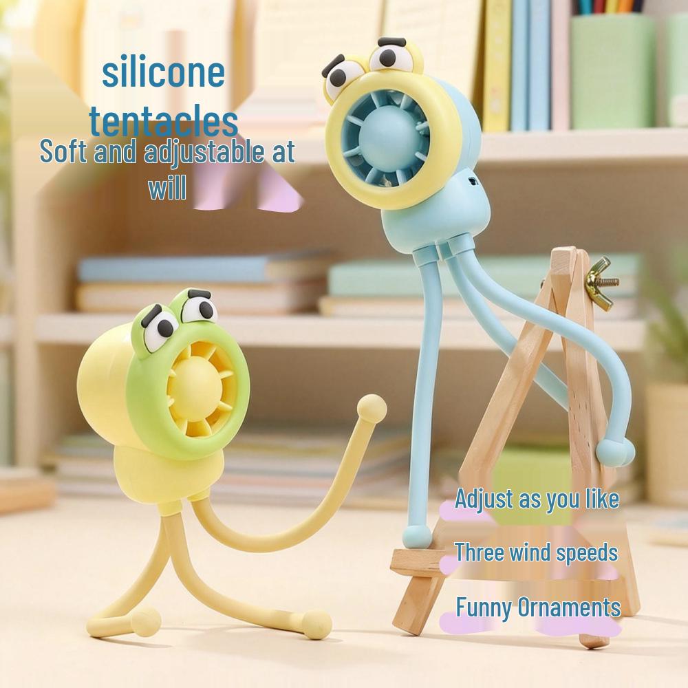 Summer Mini Octopus Cartoon Fan: Portable, Strong Wind Electric Fan for Outdoors