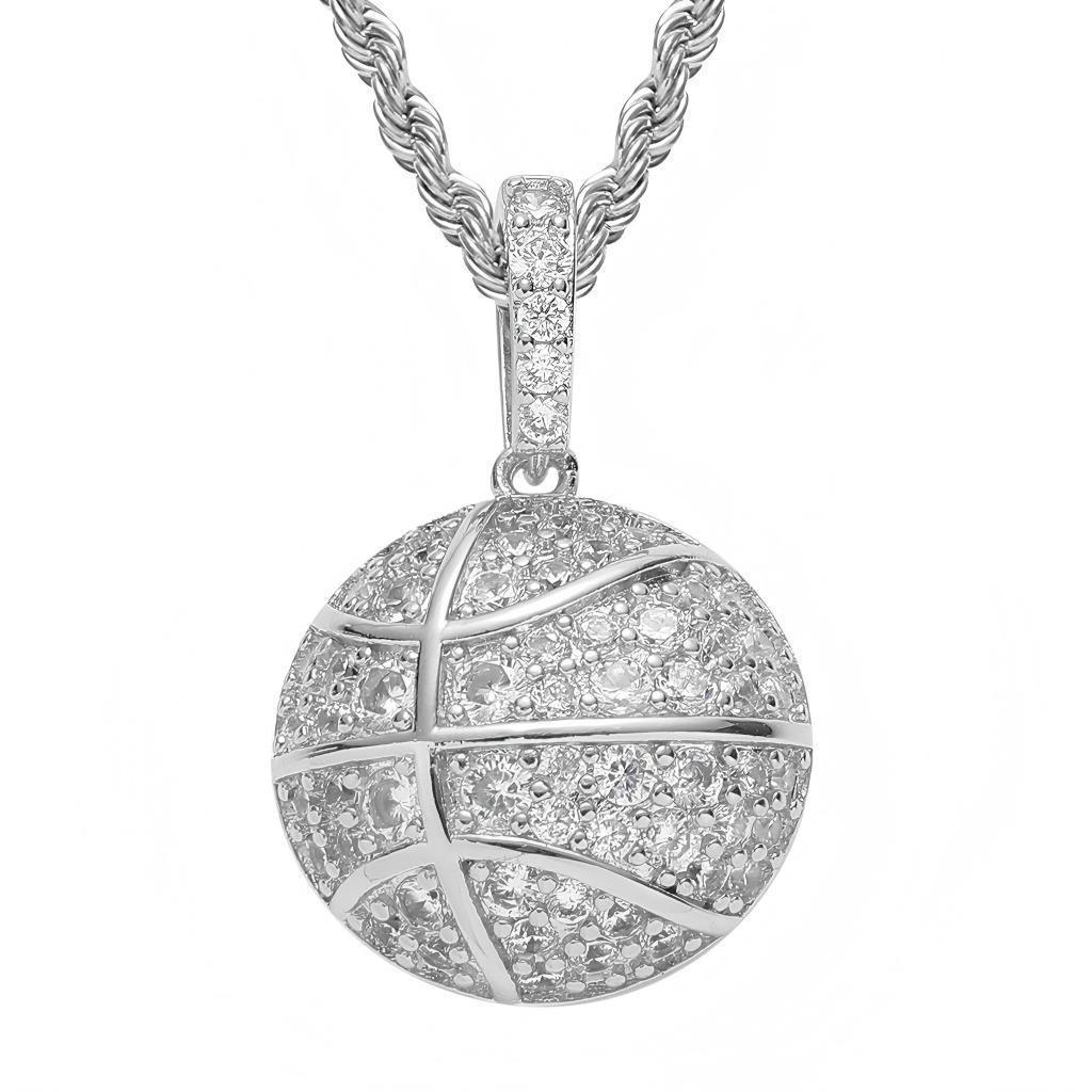 Sports Basketball Pendant - Hip-hop Micro-inlaid Zircon Men's Trendy Personalized Necklace, Fashionable Necklace