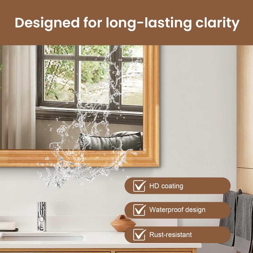 40×60cm Arched Wall Mirror with Wood Grain Frame, HD Shatter-Resistant Glass Decorative Mirror for Bathroom Bedroom Living Room Entryway