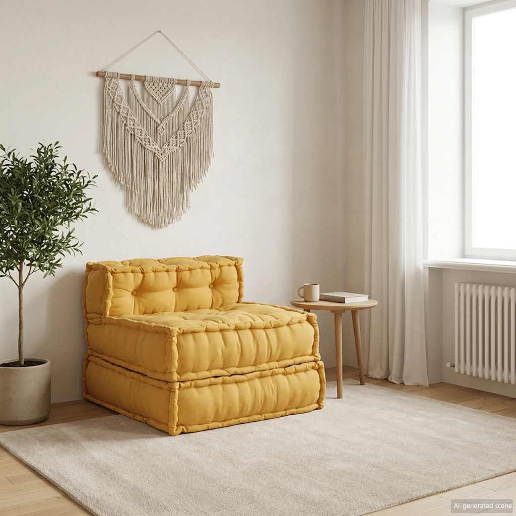 Modular Sofa Element Yellow 70x70x54 cm Fabric