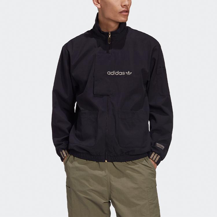 Adidas Originals Trefoil Logo Casual Sports Jacket Men Outerwear Black GJ6728