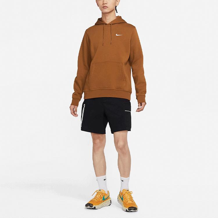 Nike Club Swoosh Men's Logo Drawstring Pullover Hooded Sweatshirt Tawny 916271-290