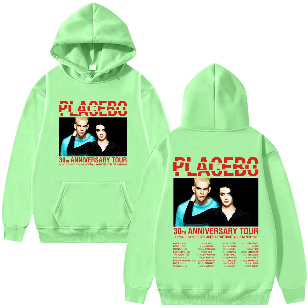 Placebo 30-й ЮБИЛЕЙНЫЙ ТУР Графические Худи Харадзюку Альтернативный Металл Рок-группа Стритвир Женские Мужские С длинным рукавом Y2K Пуловер