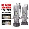 H4 120W 30000LM Супер яркая автомобильная светодиодная фара Авто 9003/HB2 Мини-проектор с двойной линзой Дальний ближний свет Лампа