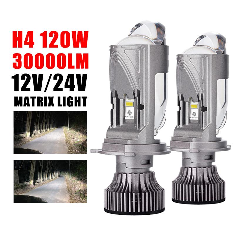 H4 120W 30000LM Супер яркая автомобильная светодиодная фара Авто 9003/HB2 Мини-проектор с двойной линзой Дальний ближний свет Лампа