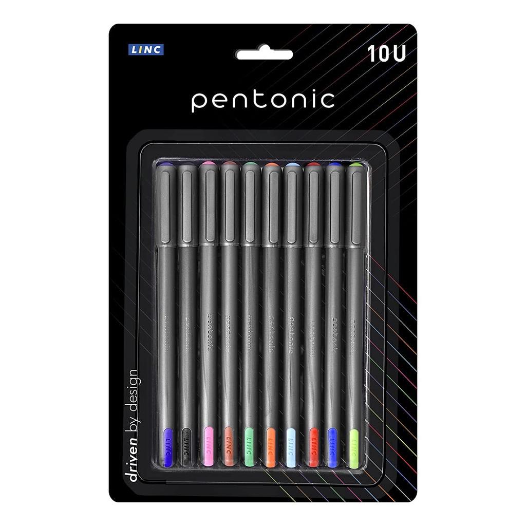 Pentonic Multicolor Ball Pen Pack of 1 X 10pcs 0.7mm And 1.0mm Tips Smooth Writing Pens For Office School And Daily Use