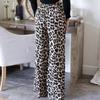 Новые модные уличные повседневные широкие брюки с леопардовым принтом для женщин на весну, прямые женские свободные брюки с высокой талией, летние элегантные женские мешковатые брюки 26274