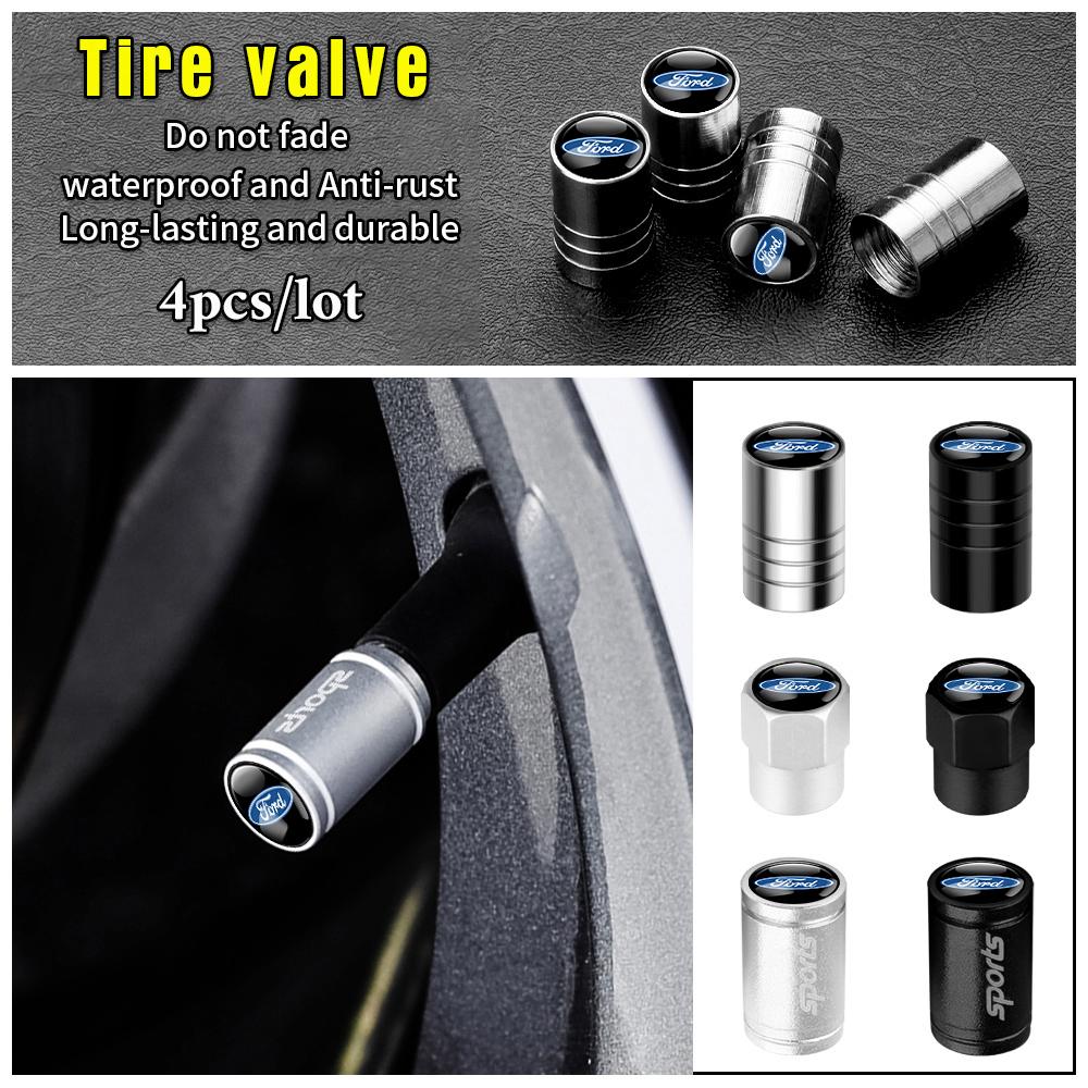 4PCS Car Styling Wheel Tire Valve Stem Cover Cap For Ford Mustang Focus 2 3 4 Mondeo Fiesta ecosport Kuga Fusion Ghia ShelbyBD7
