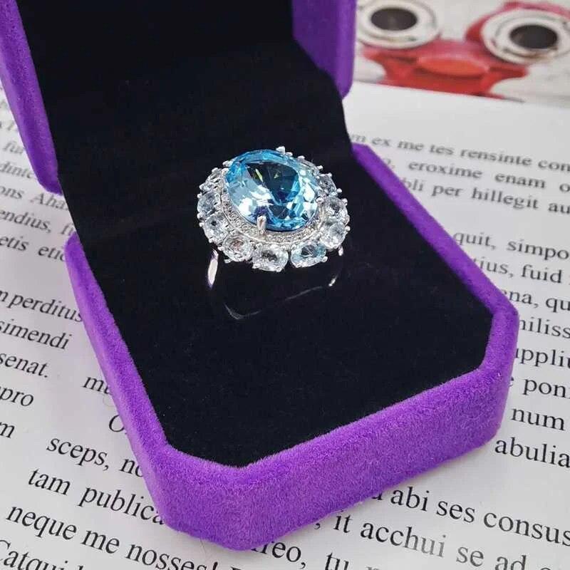 Sace Gems 925 Sterling Silver Sky Blue Topaz Gemstone Rings for Women Engagement Cocktail Party Fine Jewelry