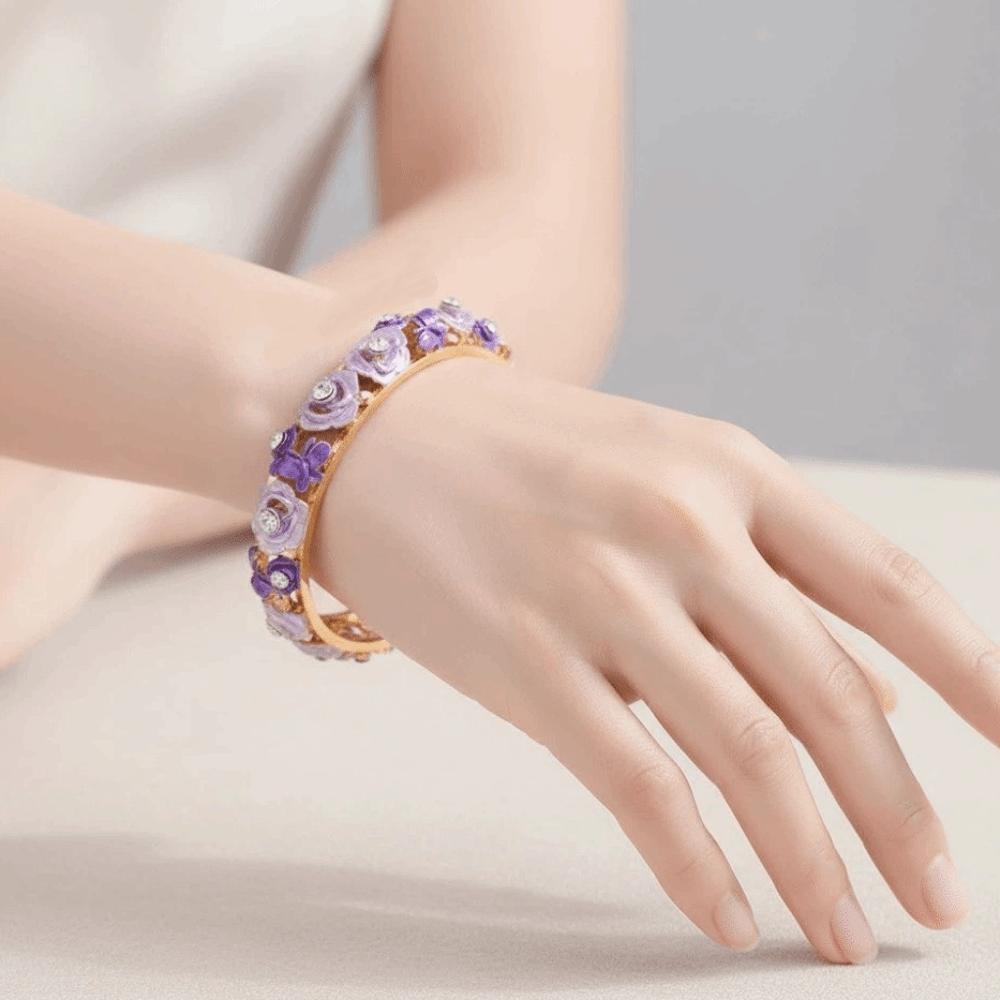 Traditional Filigree Enamel Bangle Rhinestone Women's Wrist Jewelry Daily