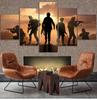 HD Printed 5 Piece Patriotic US Military Painting Soldiers Canvas with Army Sunset Wall Pictures for Living Room Battlefield
