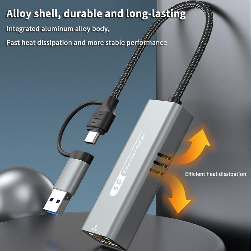 Адаптер USB 5 Гбит/с на Ethernet для ноутбука, чипсет RTL8157, 5000 Мбит/с USB3.2 на RJ45, сетевой конвертер 5G 2.5G 1G 100 Мбит/с