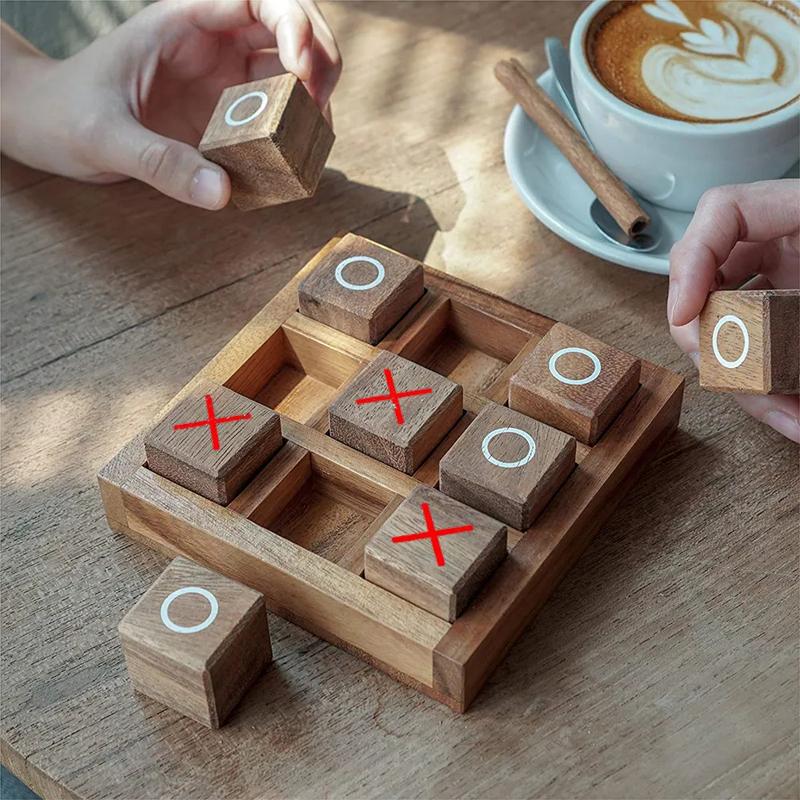 Wooden Tic Tac Toe Board Game XO Chess Parent Child Interaction Party Spiele Juegos De Mesas Para Toda La Familia