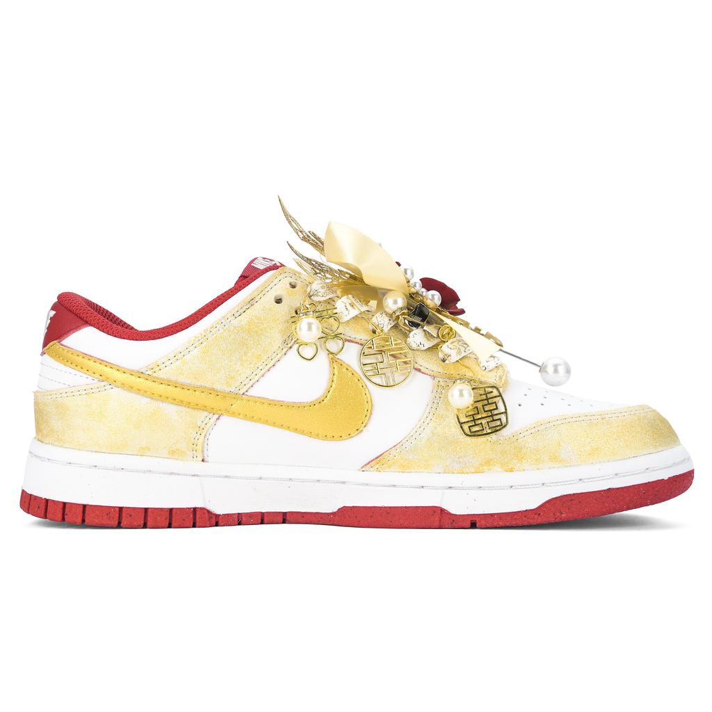Nike Dunk Gilded Silver Brocade Abrasion Resistant Abrasion Resistant Low top Skateboard Shoes Unisex Gold FB9109-119(Team318-)