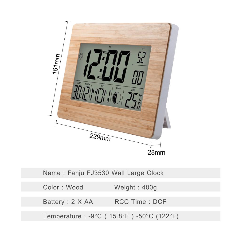 Atomic Clock LCD Digital Calendar Alarm Day Clock Dual Alarm Color with Snooze Big Size Number Multifunction Temperature Table Clocks with Thermomete
