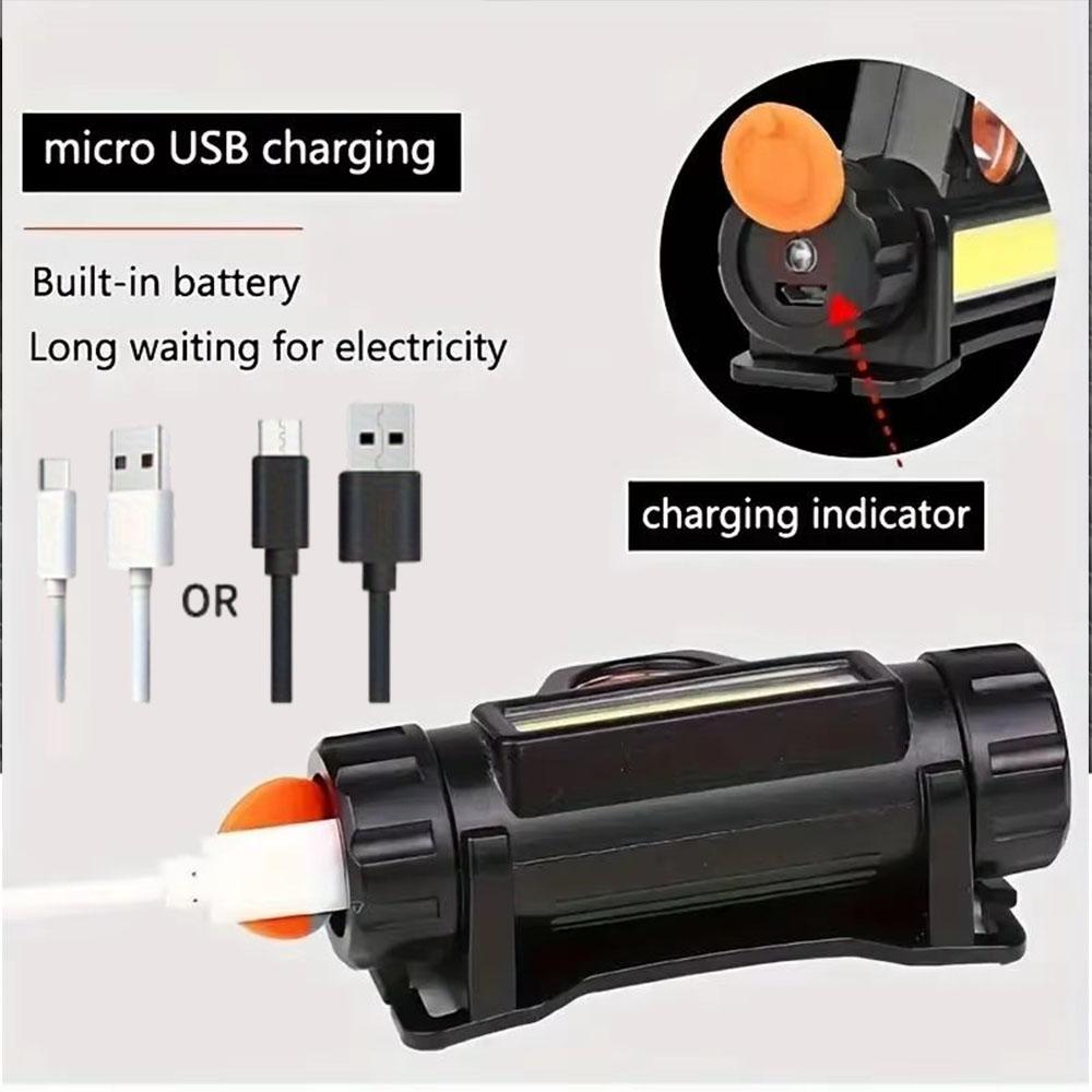 Мощный светодиодный налобный фонарь XPE+COB с USB-зарядкой, водонепроницаемый, налобный фонарь, сильный магнитный фонарик для кемпинга на открытом воздухе