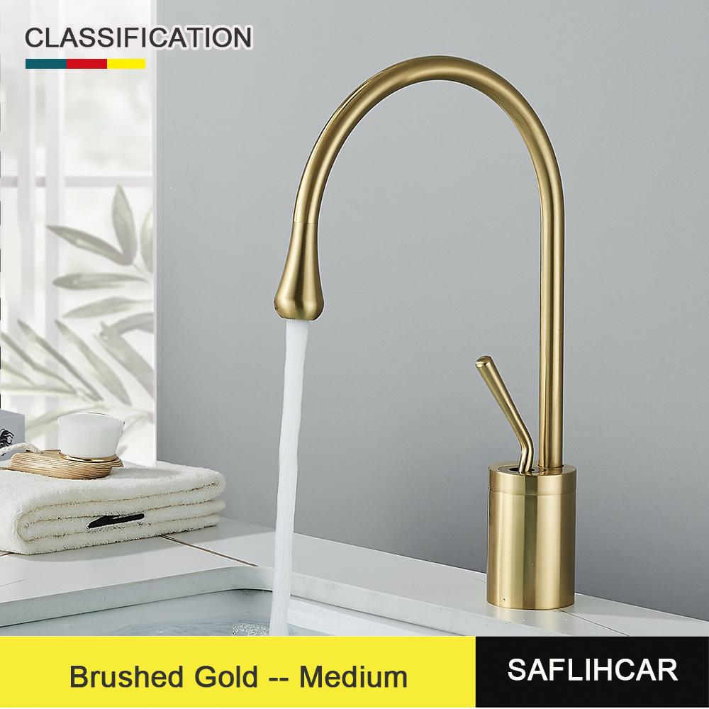 Матовый золотой смеситель для раковины, черный смеситель для раковины, смеситель для горячей и холодной воды, латунный кран для ванной комнаты