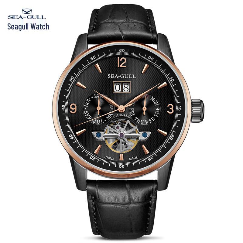 Мужские автоматические скелетные часы Seagull с тройным календарем
