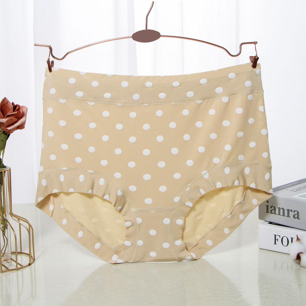 Modal Large Size Panties for Fat Lady Fashion Polka Dot Briefs High Waist Wide Leg Boyshorts Cotton Crotch Underpants