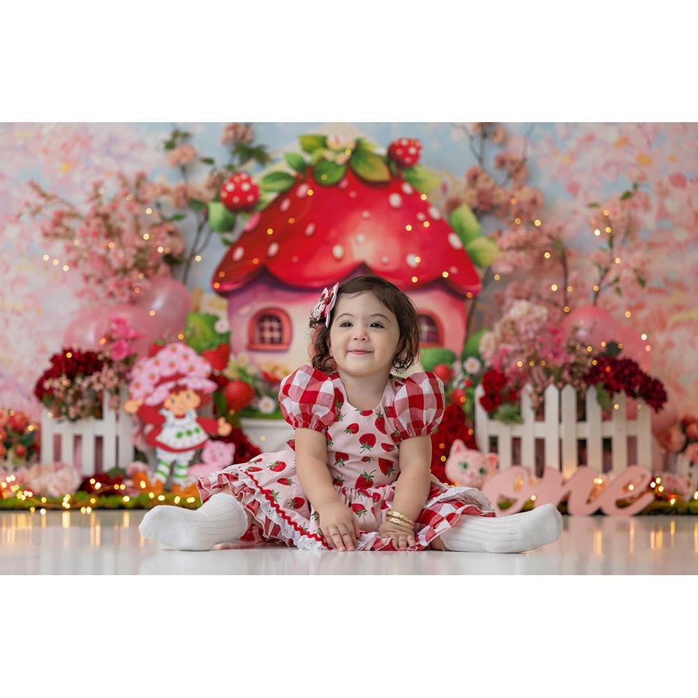 Floral Sweet Berry Chalet Backdrops Kids Baby Birthday Cake Smash Props Child Photocall Garden Backgrounds