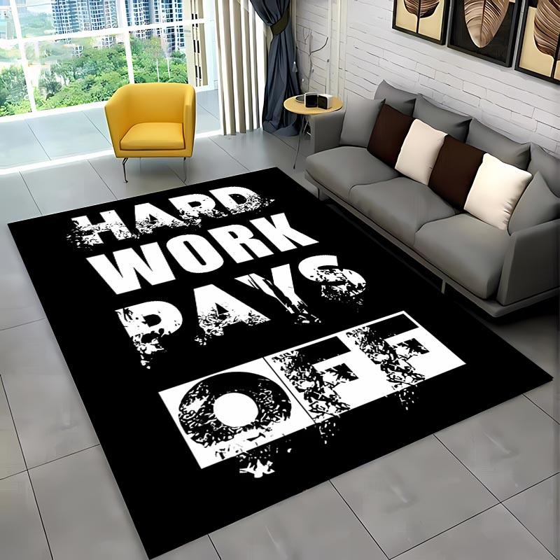 Забавные слова Черно-белый цвет Ковер, Предметы домашнего обихода для гостиной и спальни Коврики для дивана, Дверной коврик Напольный Противоскользящий коврик, Подарок