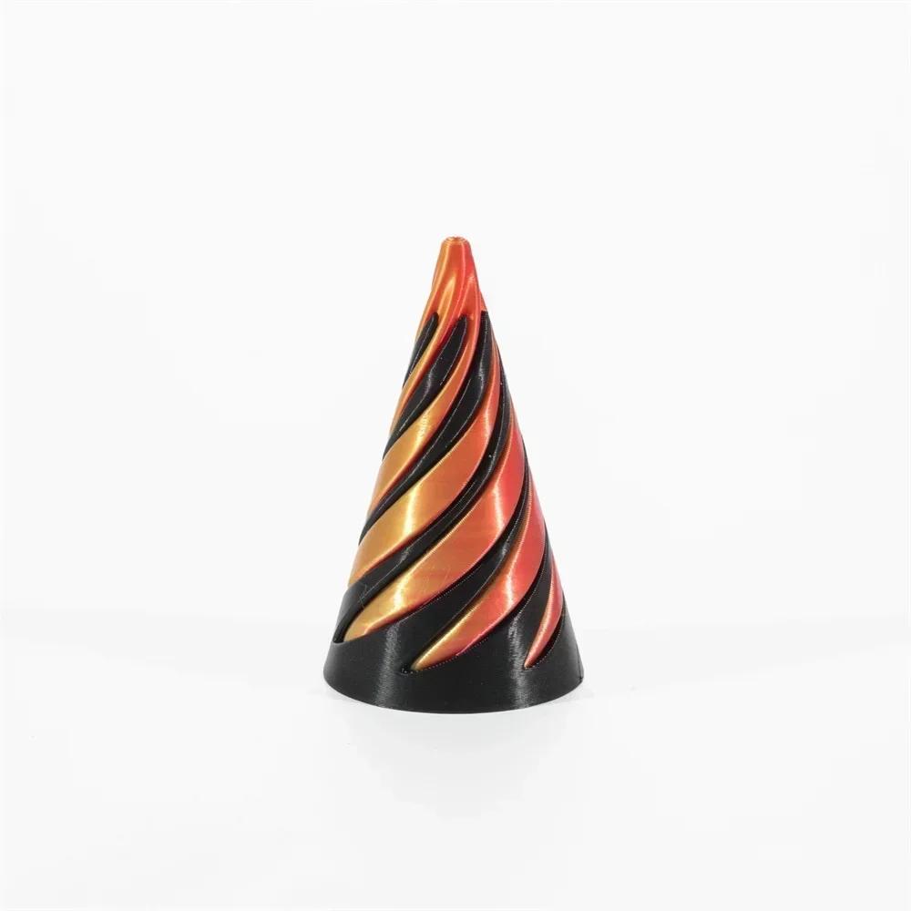 3DPrinted Spiral Cone Pyramid Passthrough Sculpture Vortex Illusion Cone Toy, Mini Spiral Ornament,Stress Relief Desk Decoration