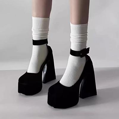 Туфли-лодочки на высоком толстом каблуке большого размера, водонепроницаемая платформа, новинка 2025, сексуальные туфли Барби для горячей девушки, женские